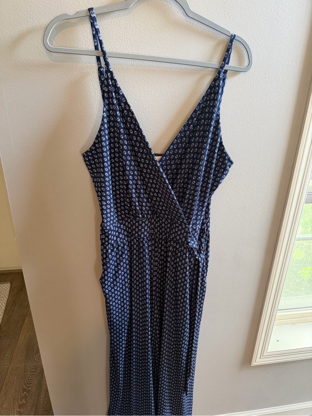 Kaileigh Navy Printed Wrap Maxi Dress with Floral Motif